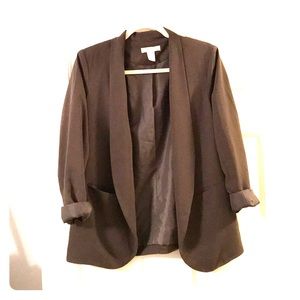 Olive green open front blazer